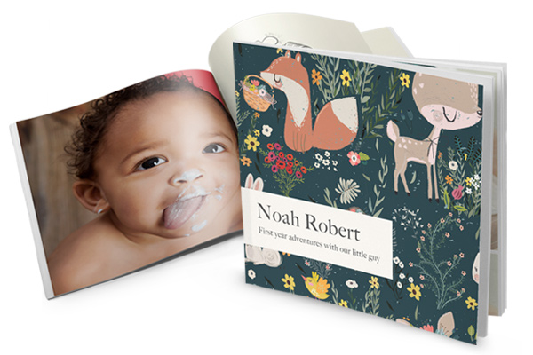 navy blue forest baby book