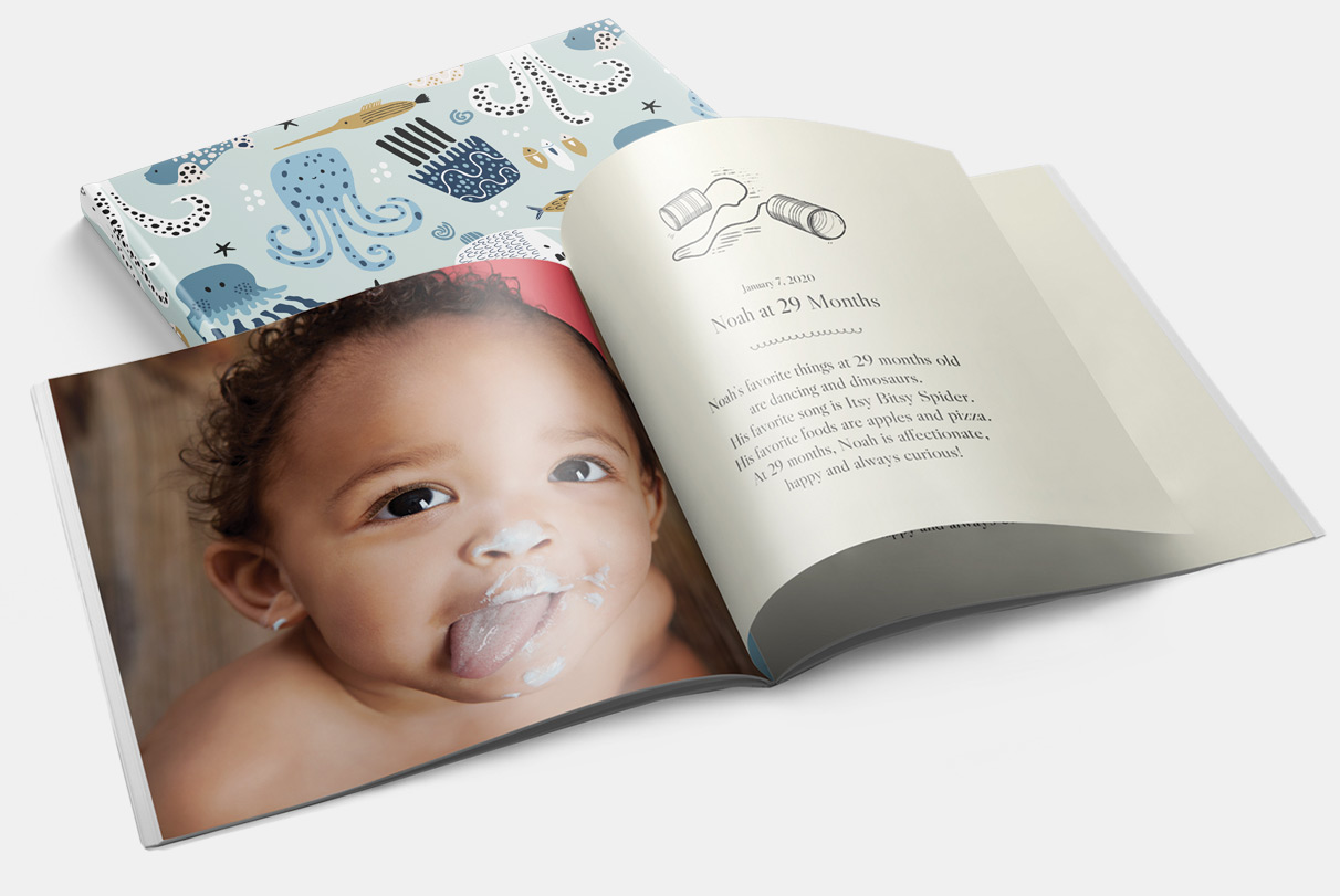 open baby book with ocean cover