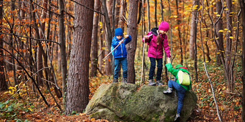 Fall activity nature hike with kids