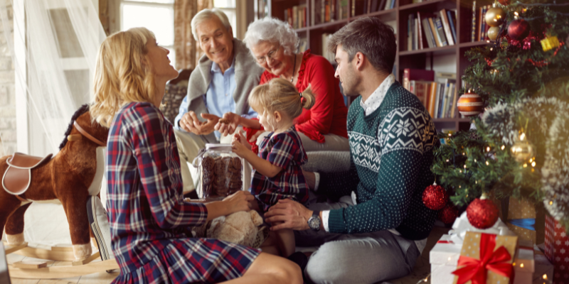 family celebrating a holiday