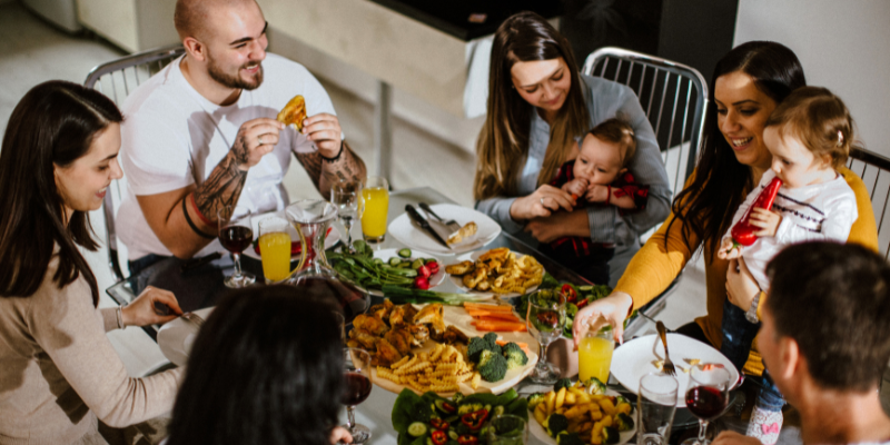 family together for the holidays with kids and babies