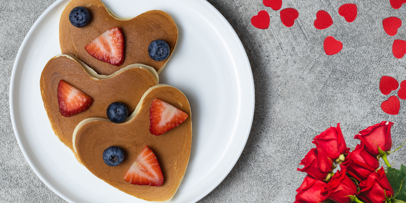 heart sharped pancakes to celebrate valentine's day