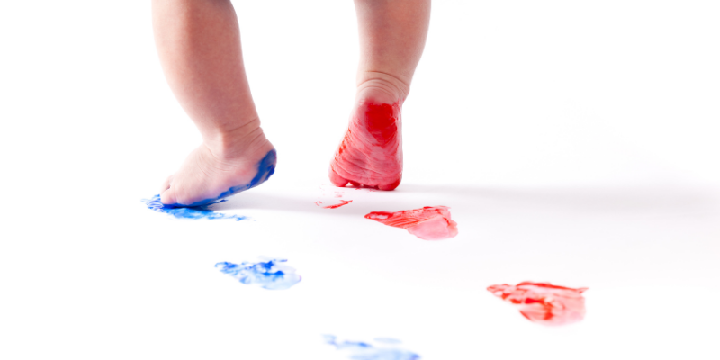 foot print art to celebrate baby's first valentine's day