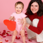 mom celebrating valentine's day with baby