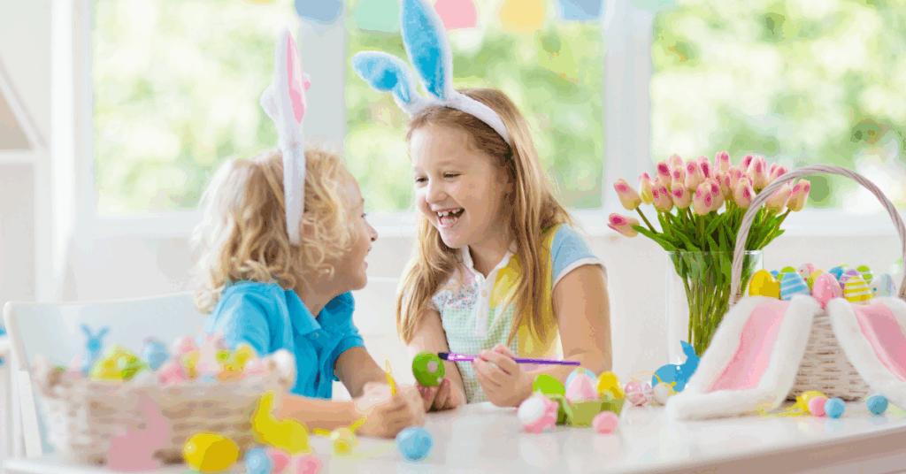 kids with easter baskets